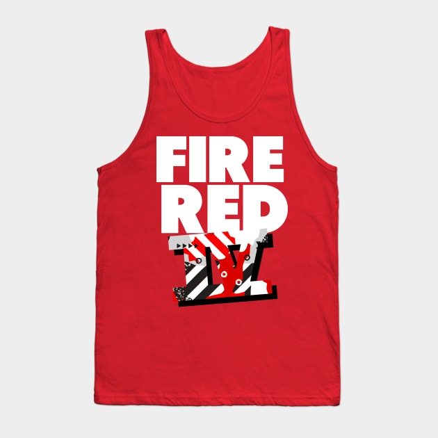 Fire Red Four Sneaker Art Tank Top by funandgames